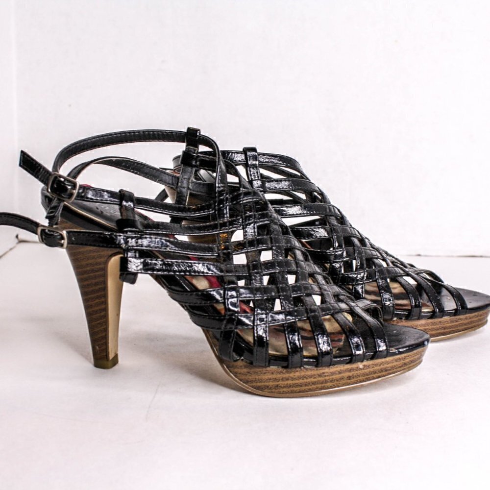 Madden Girl Korral Strappy Platform High Heel Sandals Black Faux Leather…